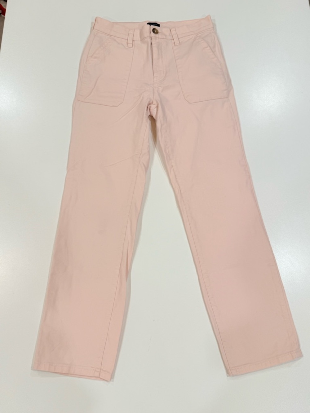 J.Crew Blush Pink Straight Leg Pants Size 24 High Rise Cotton Stretch - Picture 2 of 10